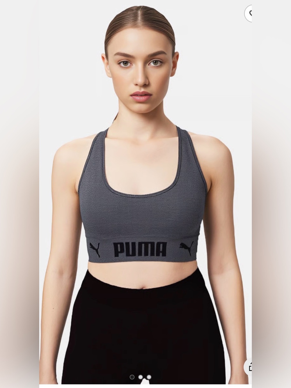PUMA Charcoal Gray Scoop-Neck Racerback Sports Bra